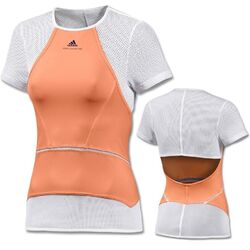 Adidas Stella McCartney Fitness T-Shirt Laufshirt Sport Top koralle orange weiß