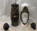 Totenkopf Kerze 20 cm/7cm schwarz oder weiß  Gothic Skull Deko