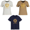 GANT Damen T-Shirt - ROPE ICON T-SHIRT, Rundhals, Logo Stickerei, Baumwolle, ...