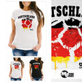 Damen T-Shirt Deutschland Fanshirt Fußball EM WM Vintage Ball Germany MoonWorks®