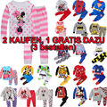 Jungen Mädchen Kinder Kleidung Schlafanzug Langarm Pyjamas Nachtwäsche Outfit DE