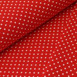 Baumwolljersey Stoff Gepunktet Rot Weiß Kleiderstoff OekoTex®️ Ab 50cm 