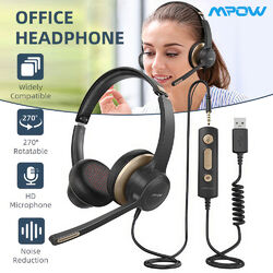 Mpow Headset PC 3,5mm Klinke Kopfhörer mit Mikrofon Video Chat Laptop Computer