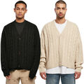 Urban Classics Boxy Cardigan Strickweste Herren Strick Zopfmuster Weste Oversize