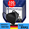 ♡100/50/20x FFP2 Maske Schwarz Mundschutz Atemschutz 5-lagig zertifiziert CE2163