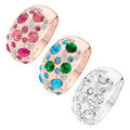 Damen Designer Schmuck Ring mit 34 farbigen Kristallen Swarovski Elements