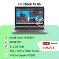HP zBook 15 G5 Core i7-8850H 32GB 512GB SSD 15,6``1920x1080 nVidia P2000 TOUCH