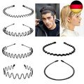 Sporgo Metall Haarband,6 Stück Schwarz Welle Metall Stirnband,Damen Herren 