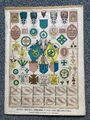 Original Farbdruck von Pfadfinderabzeichen, Emblemen, Flaggen & Dekorationen, um 1900+