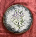 Lavendel, Blumen, Kräuter, Natur, Holzscheibe, Kunst,Handarbeit, Holz