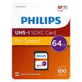 Philips 64 GB SDXC Speicherkarte • Class 10 UHS-I U3 mit Schreibschutz Schalter