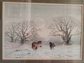 Original Aquarell ""Neue Waldponys im Winter"" britischer Künstler David Headon