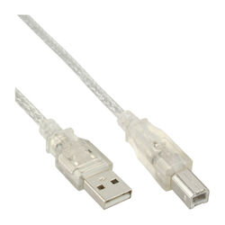 InLine USB 2.0 Kabel, A an B, transparent, 0,3-10m
