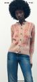 Zara JACQUARD STRICKJACKE Cardigan Pullover mit Blumenmuster S 36 38 * Neu