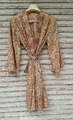 Midi Kimono Reine Seide Robe Knielang Abendkleid Bademantel Beige MKMO1376