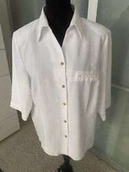 Fashion Classic Damen Bluse Blusenhemd Größe 48,Farbe: Weiß, Obermaterial: Cotto