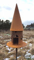Vogelhaus Futterhaus zum Beleuchten H43cm + Stab Gartenstecker Edelrost Deko