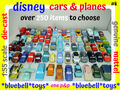 Disney Autos Flugzeuge Druckgussautos im Maßstab 1:55 Mattel über 250 Autos zur Auswahl_K