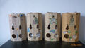 Konvolut 4 Stück 2er Geschenkbox Naturholz mit Deko für Weinflaschen,Sekt,Champ.