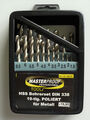 HSS Bohrerset 19-teilig poliert für Metall 1mm bis 10mm 0,5mm Schritte DIN 338