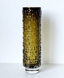 Gral Glas Vase 25,5cm Design Emil Funke gelb / braun Vintage Retro