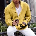 Herren klobig warme Oberteile langärmelig Strickjacke gestreift Tasche Cardigan Pullover