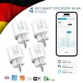 4x WLAN Smart Steckdose mit Strommessung, Sprachsteuerun, Google Home, Alexa, EU