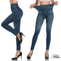 Damen Stretch Hose Jeans-Look Slim Skinny Push up Leggings Leggins Jeggings DESM