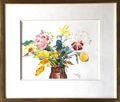 Auguste Gilbert Privat Aquarell "Fleurs" Paris 1957 Original  Pfingstrosen