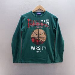 Lonsdale T-Shirt XL grün Basketball Grafik Druck Langarm Baumwolle Jungen Jugend