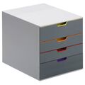 DURABLE Schubladenbox VARICOLOR®  dunkelgrau mit bunten Farblinien 760427,...