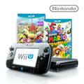Nintendo Wii U Konsole (schwarz / weiß) + Spiele-Wahl, GamePad, Strom & Kabel
