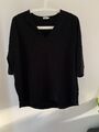 T-Shirt Kin Top schwarz John Lewis Lagenlook M V kastenförmig Jersey Struktur V-Ausschnitt