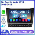 4+64G Autoradio Carplay 10.1"GPS Navi BT WIFI 4G Für Toyota Yaris XP90 2005-2012