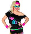 T-Shirt 80er Jahre I love 80´s schwarz Karneval Fasching Kostüm Shirt Damen 
