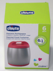 Chicco Thermobehälter für Nahrung, Thermosflasche aus Edelstahl für Kinder,Rot