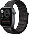 Apple Watch SE 44 mm Aluminiumgehäuse space grau am Nike Sport Loop schwarz [Wi-