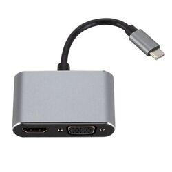 USB C Hub Typ C zu HDMI VGA Adapter 4K HDMI + 1080P VGA 2in1 MacBook PC Monitor