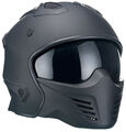 Motorradhelm Jethelm Helm RALLOX 726 matt schwarz ansteckbares Kinnteil S M L XL