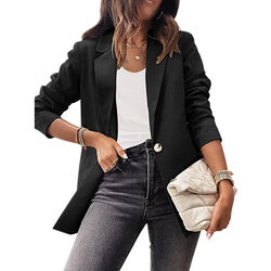 Damen Blazer klassisch Basic Sweatblazer Sakko Anzugjacke Mantel Cardigan Jacke