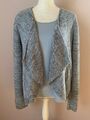 Street One Strick Jacke Gr. 42 44 offener Cardigan hellblau grau Baumwolle TOP