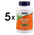 (300 g, 168,17 EUR/1Kg) 5 x (NOW Foods Ginger Root, 550mg - 100 vcaps)