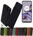Suncase® Hülle Tasche Echt Leder Handyhülle Case Stecketui für Motorola Moto G13