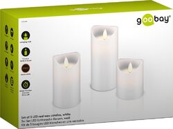 Goobay 3er Set LED Echtwachs-Kerzen, weiß - Wunderschöne und sichere Lichtlösung