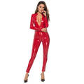 Latex-Optik Jumpsuit Bodysuit Catsuit sexy Overall Glänzend Ganzkörper Vinyl 