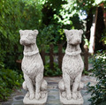 Großes Paar Lurcher/Windhund Hund Statuen Garten Beton Stein Ornamente Deko