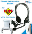 Headset & Gürtelclip Bundle für AVM Fritz!Fon C6 weiß NEU Fritzfon Kopfhörer