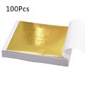 100 Sheets Imitation Gold Silver Foil Leaf Paper Home Wall Art Gilding Crafting