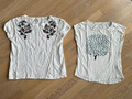 2 T-Shirts weiß Gr. S-Sienna mit Applikationen & T-Shirt Armed Angels mit Print