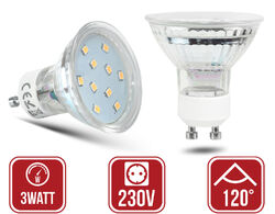 3Watt GU10 LED Leuchtmittel Spotleuchte Glühbirne Birne Spot Einbauleuchte Licht👍 Top Qualität, lange Lebensdauer, 230Volt Leuchte 👍